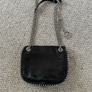Michael Kors black leather and chain bag